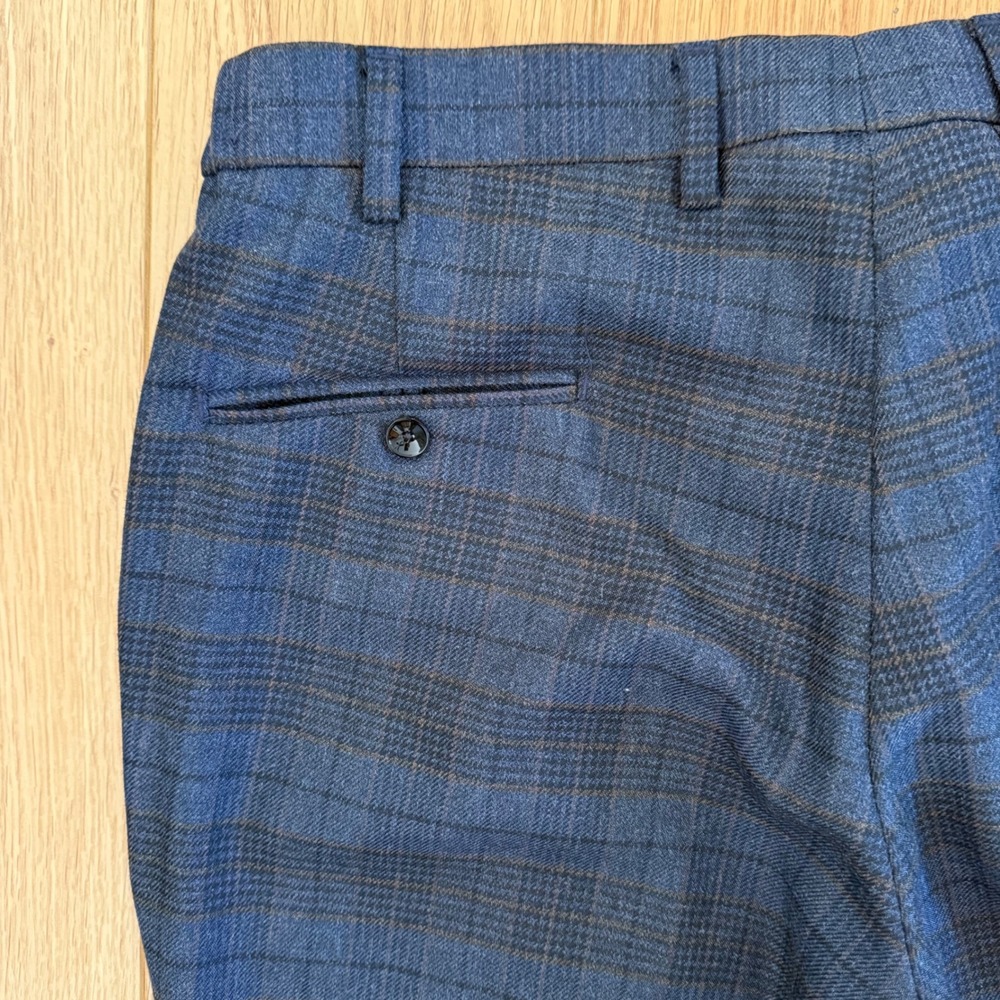 French Crown Suit Mens 42 34x31.5 Gray Blue Plaid Double Breasted AMAZING Wool - Picture 16 of 16
